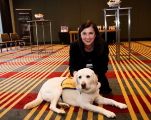 Sue Pridmore with "Willow" from Guide Dogs Victoria